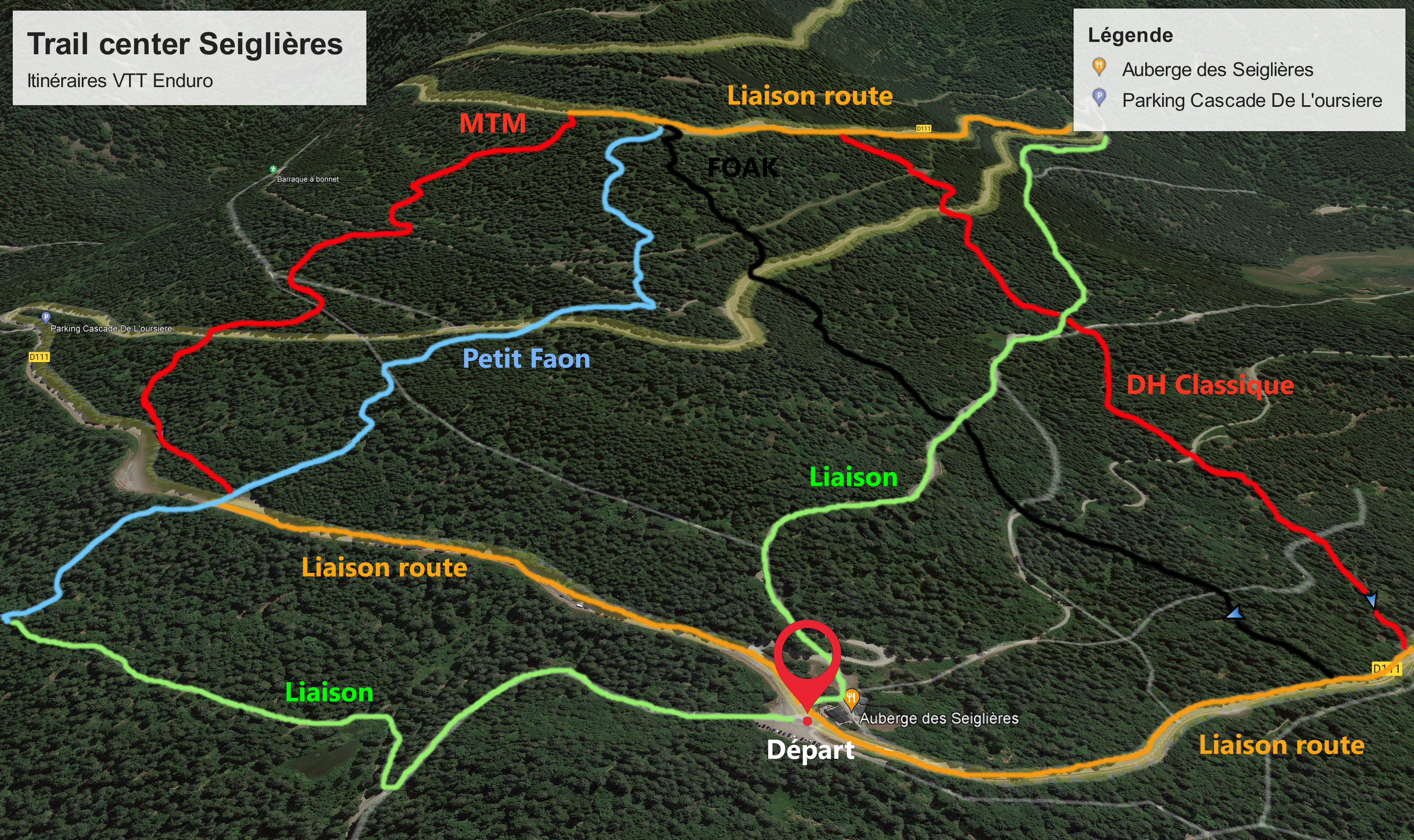 Plan des pistes VTT - Trail Center des Seiglières