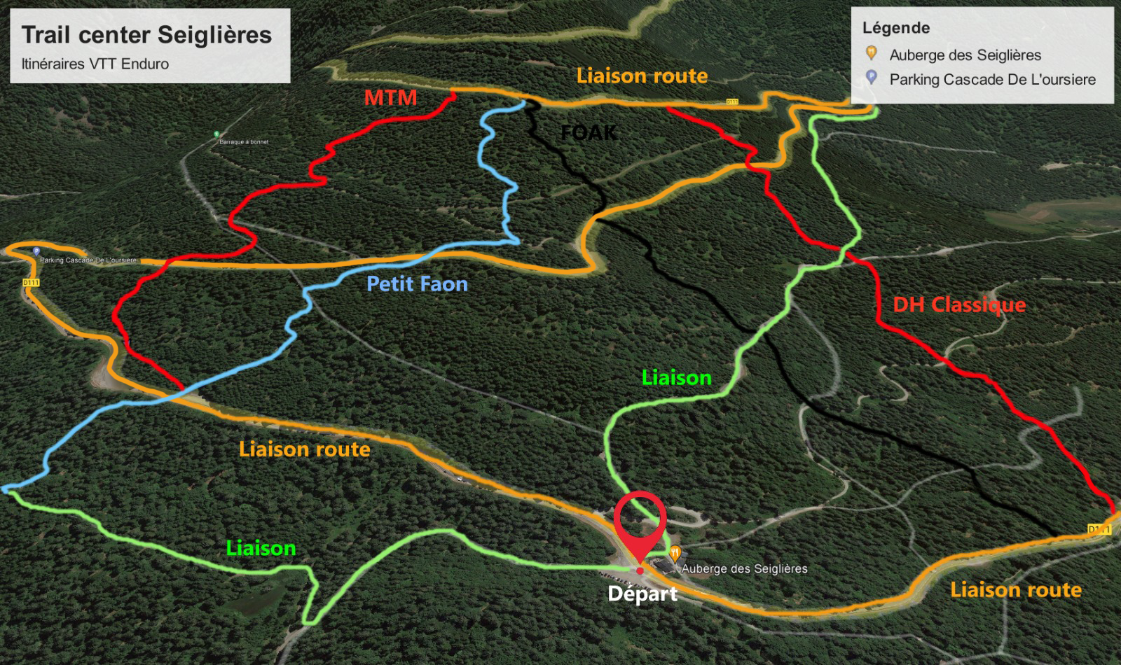 Plan des pistes VTT - Trail Center des Seiglières